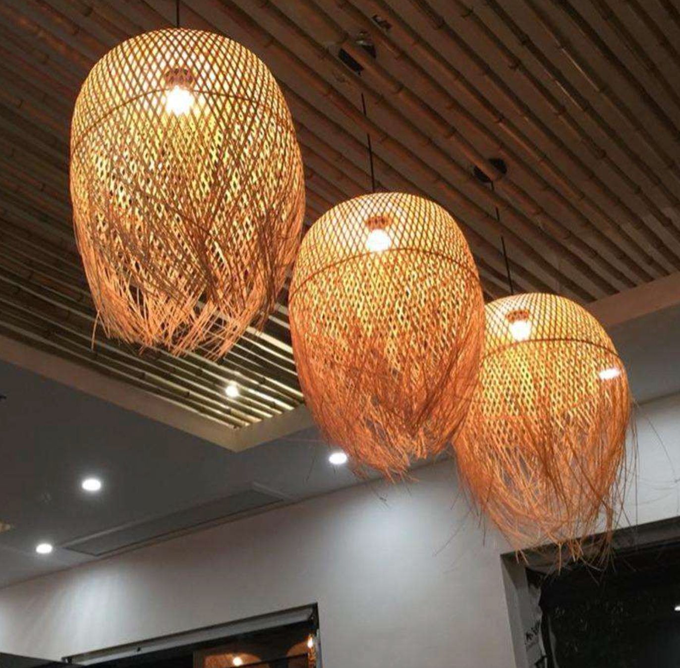 Modern Rattan Bamboo Pendant Light – Natural Woven Hanging Lamp