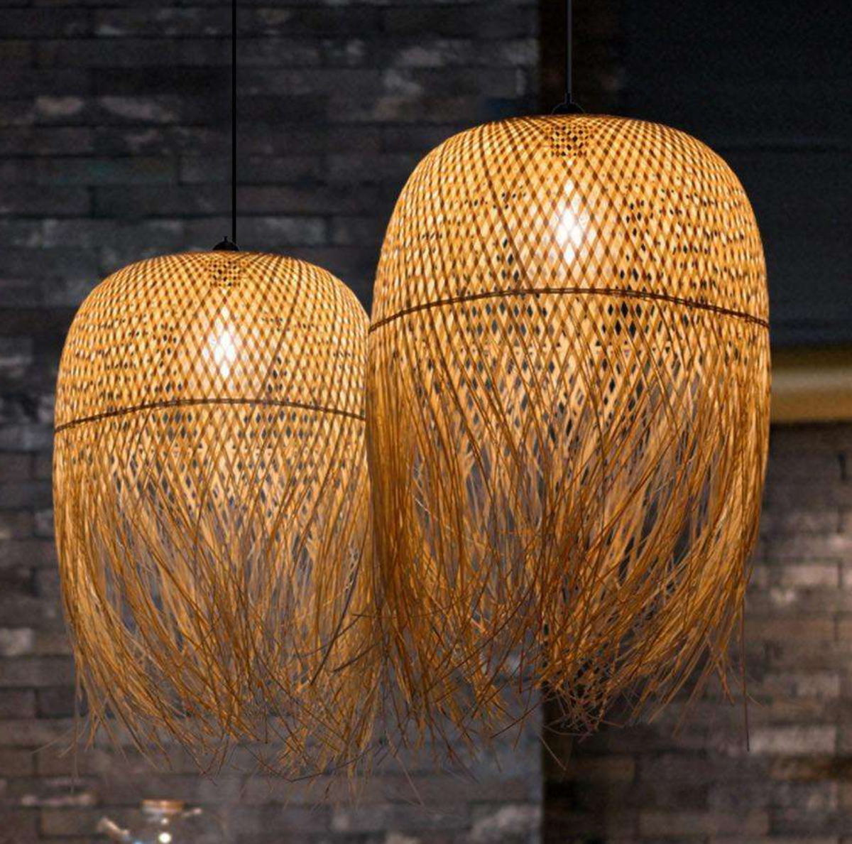 Modern Rattan Bamboo Pendant Light – Natural Woven Hanging Lamp