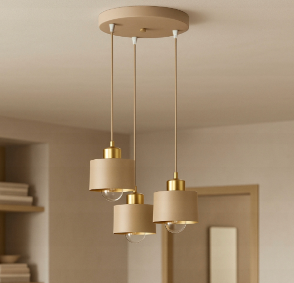 Nordic Luxury Beige 3-Light Pendant – Elegant Modern Ceiling Lamp
