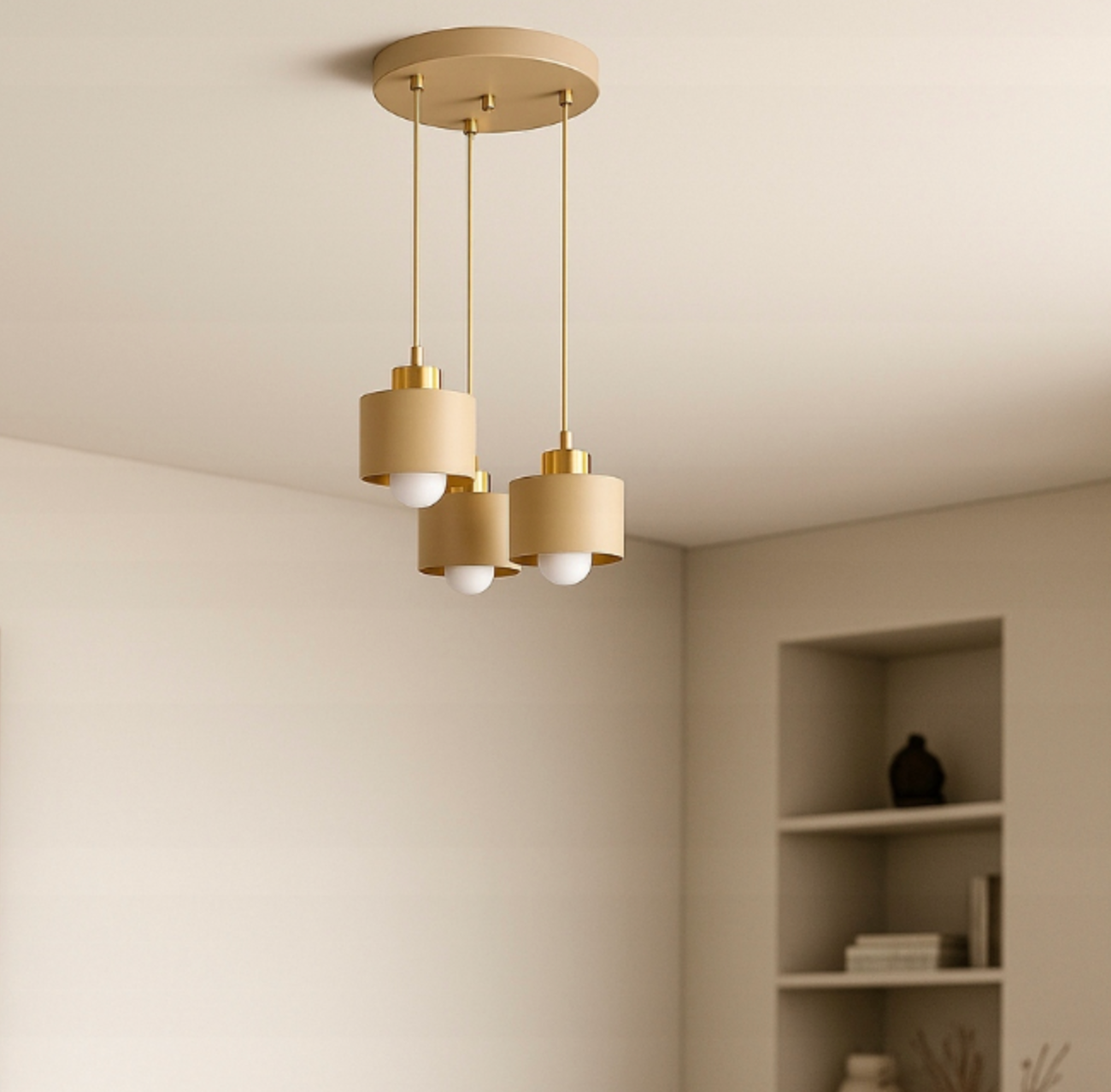 Nordic Luxury Beige 3-Light Pendant – Elegant Modern Ceiling Lamp