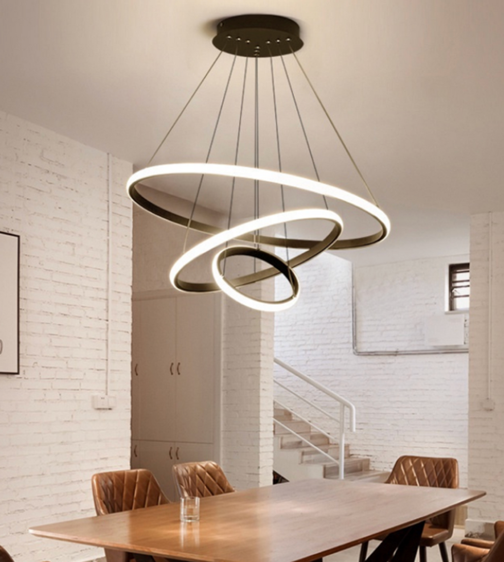 Modern LED Ring Ceiling Light – Sleek Black Circular Lamp for Contemporary Interiors