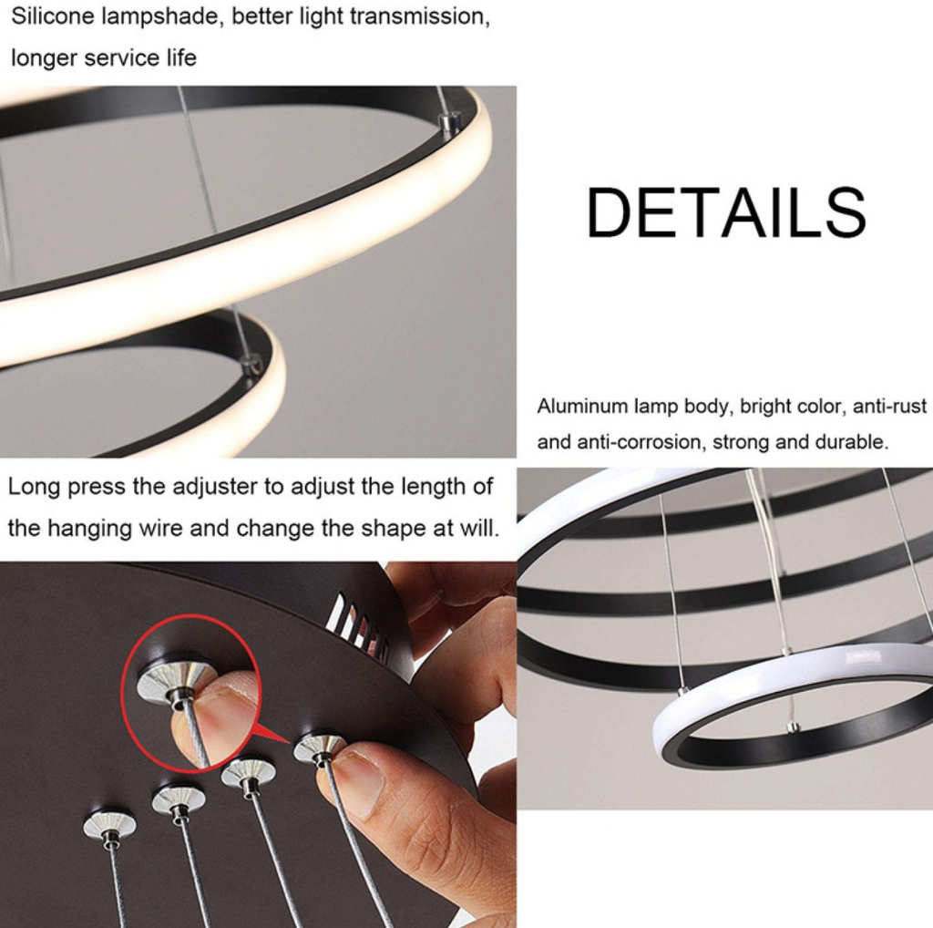 Modern LED Ring Ceiling Light – Sleek Black Circular Lamp for Contemporary Interiors