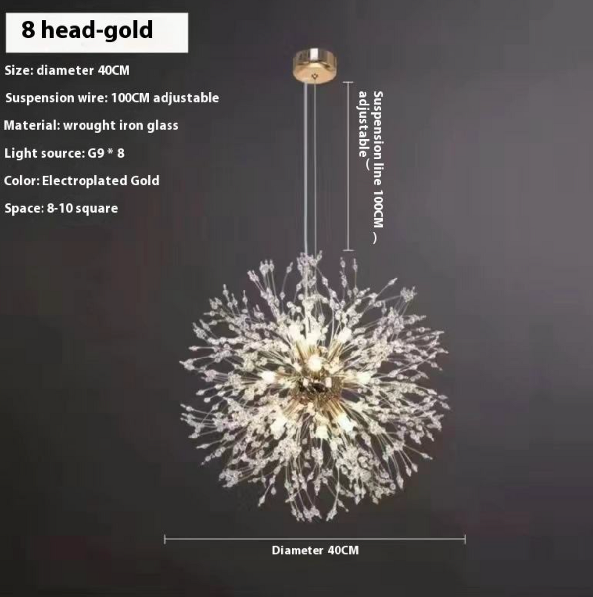 Nordic Crystal Dandelion Chandelier – Modern Luxury Pendant Ceiling Light